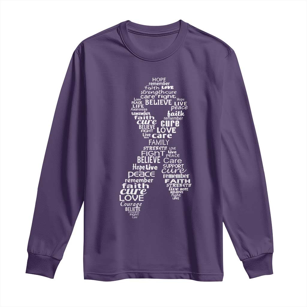 Inspirational Breast Cancer Awareness Long Sleeve Shirt Pink Ribbon Support TS02 Purple Print Your Wear