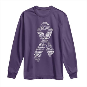 Inspirational Breast Cancer Awareness Long Sleeve Shirt Pink Ribbon Support TS02 Purple Print Your Wear