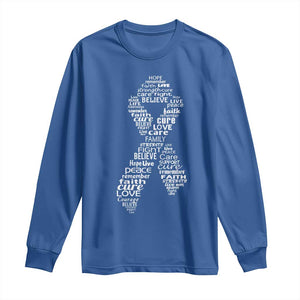 Inspirational Breast Cancer Awareness Long Sleeve Shirt Pink Ribbon Support TS02 Royal Blue Print Your Wear