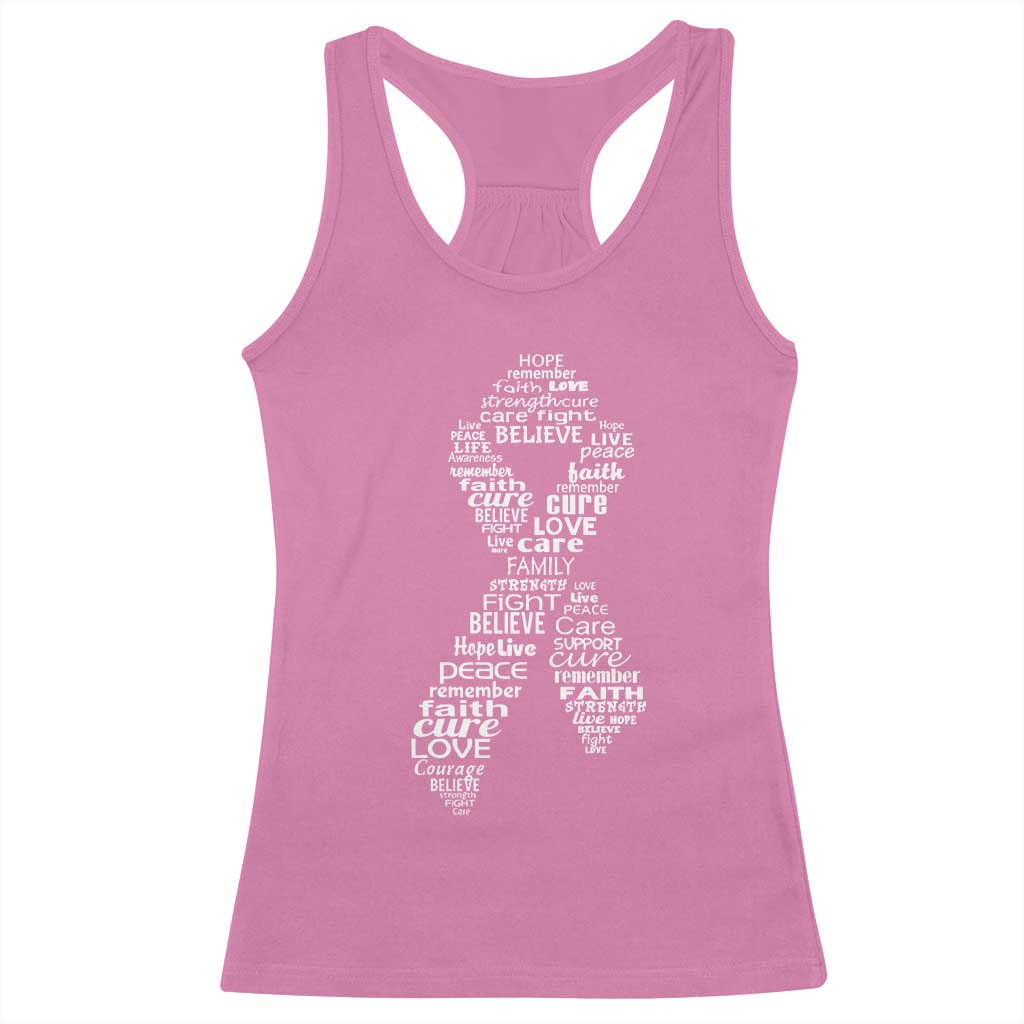 Inspirational Breast Cancer Awareness Racerback Tank Top Pink Ribbon Support - Print Your Wear