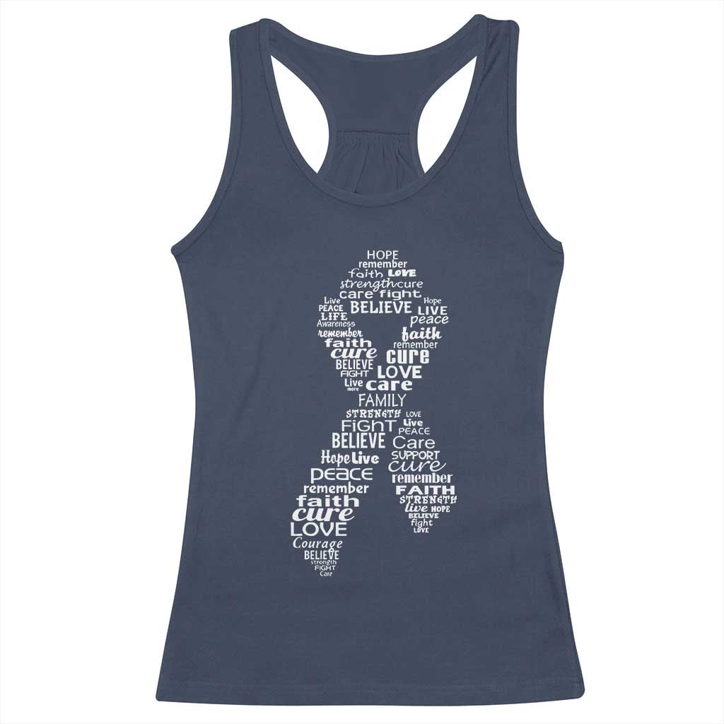 Inspirational Breast Cancer Awareness Racerback Tank Top Pink Ribbon Support TS02 Navy Print Your Wear
