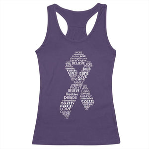 Inspirational Breast Cancer Awareness Racerback Tank Top Pink Ribbon Support TS02 Purple Print Your Wear