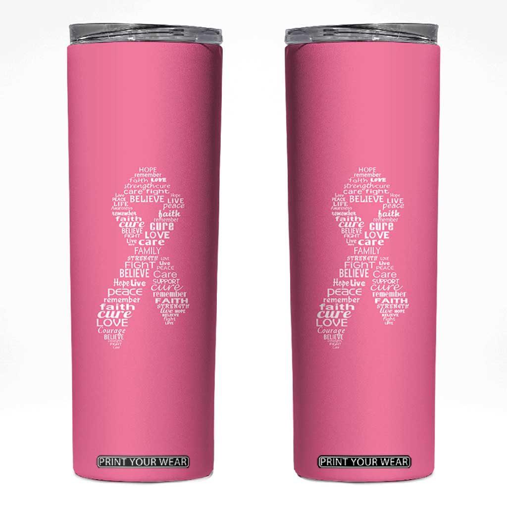 Inspirational Breast Cancer Awareness Skinny Tumbler Pink Ribbon Support - Print Your Wear