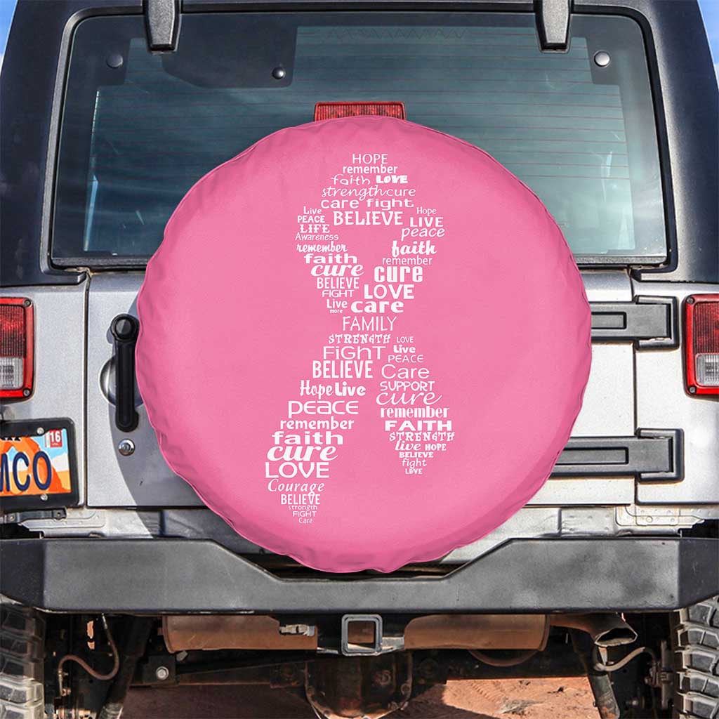 Inspirational Breast Cancer Awareness Spare Tire Cover Pink Ribbon Support - Print Your Wear