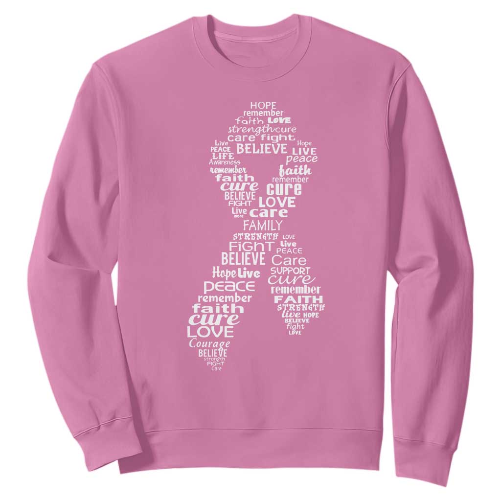 Inspirational Breast Cancer Awareness Sweatshirt Pink Ribbon Support - Print Your Wear