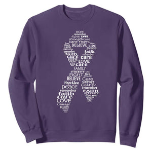 Inspirational Breast Cancer Awareness Sweatshirt Pink Ribbon Support TS02 Purple Print Your Wear