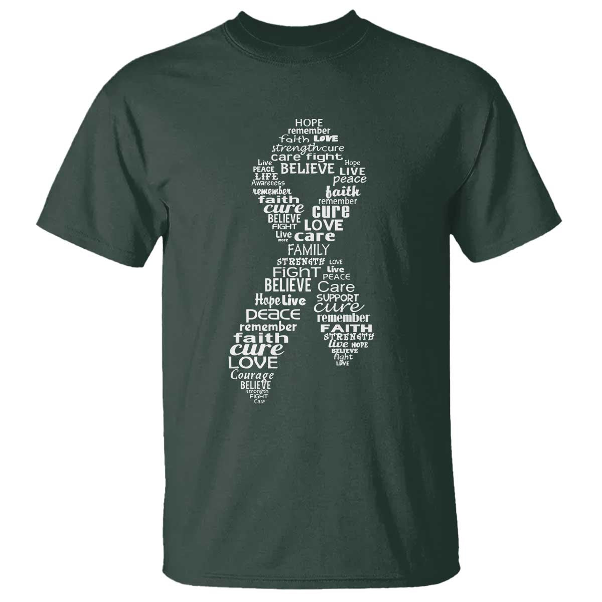 Inspirational Breast Cancer Awareness T Shirt Pink Ribbon Support TS02 Dark Forest Green Print Your Wear