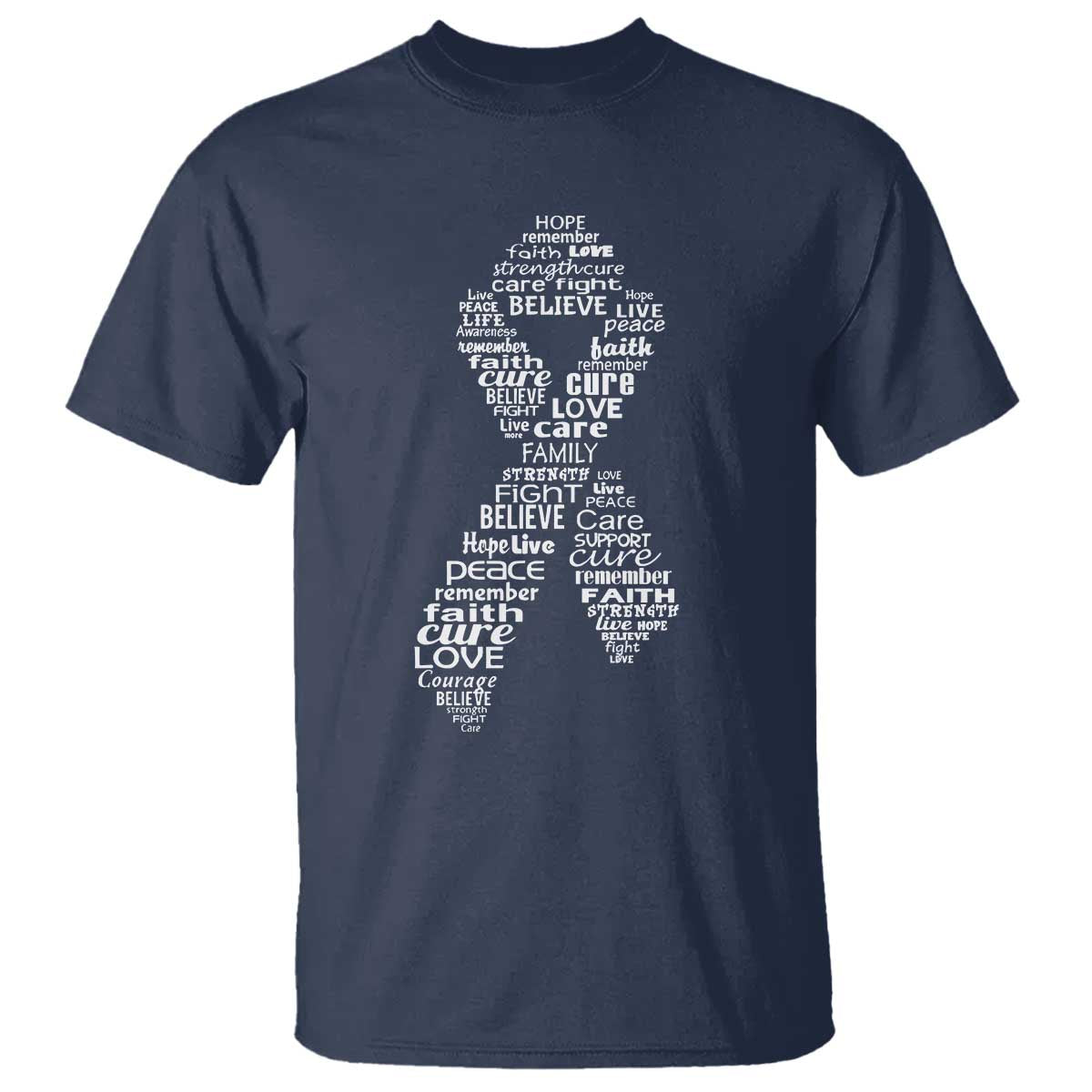 Inspirational Breast Cancer Awareness T Shirt Pink Ribbon Support TS02 Navy Print Your Wear