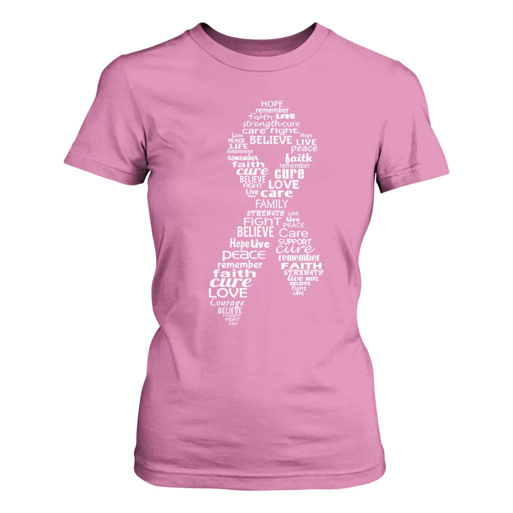 Inspirational Breast Cancer Awareness T Shirt For Women Pink Ribbon Support TS02 Azalea Print Your Wear