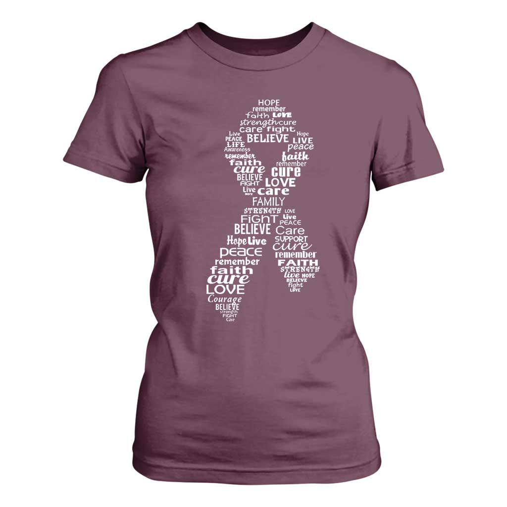 Inspirational Breast Cancer Awareness T Shirt For Women Pink Ribbon Support TS02 Maroon Print Your Wear