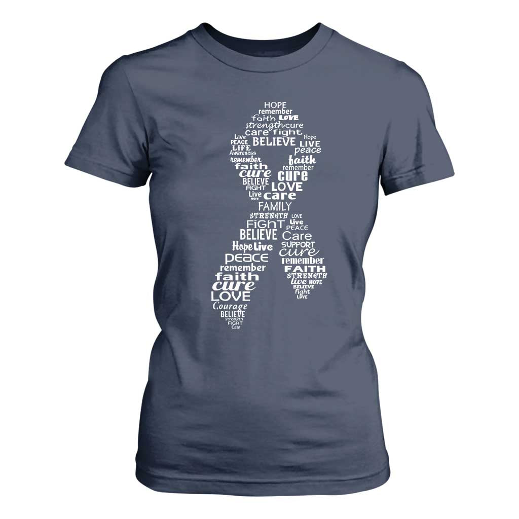 Inspirational Breast Cancer Awareness T Shirt For Women Pink Ribbon Support TS02 Navy Print Your Wear