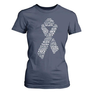 Inspirational Breast Cancer Awareness T Shirt For Women Pink Ribbon Support TS02 Navy Print Your Wear