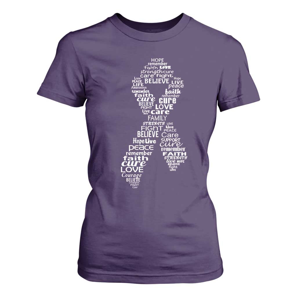 Inspirational Breast Cancer Awareness T Shirt For Women Pink Ribbon Support TS02 Purple Print Your Wear