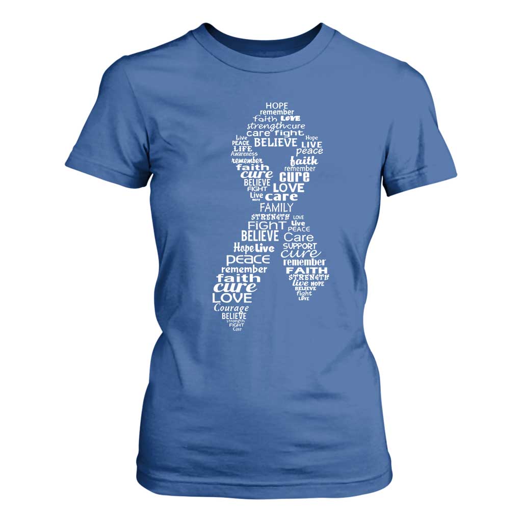 Inspirational Breast Cancer Awareness T Shirt For Women Pink Ribbon Support TS02 Royal Blue Print Your Wear