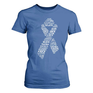 Inspirational Breast Cancer Awareness T Shirt For Women Pink Ribbon Support TS02 Royal Blue Print Your Wear