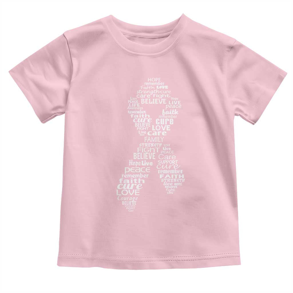Inspirational Breast Cancer Awareness Toddler T Shirt Pink Ribbon Support TS02 Light Pink Print Your Wear