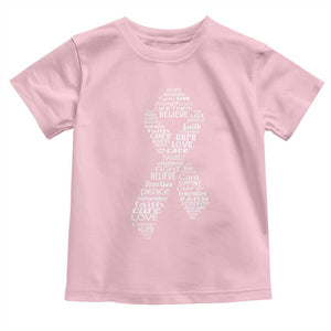Inspirational Breast Cancer Awareness Toddler T Shirt Pink Ribbon Support TS02 Light Pink Print Your Wear