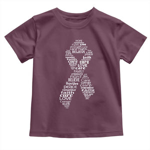 Inspirational Breast Cancer Awareness Toddler T Shirt Pink Ribbon Support TS02 Maroon Print Your Wear