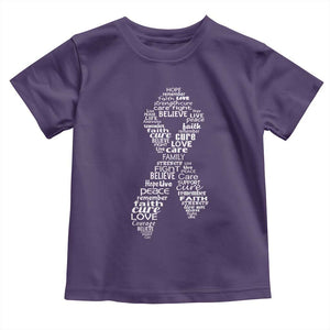 Inspirational Breast Cancer Awareness Toddler T Shirt Pink Ribbon Support TS02 Purple Print Your Wear