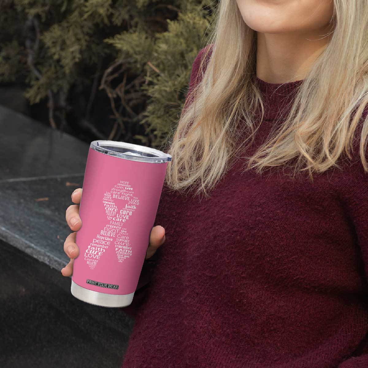 Inspirational Breast Cancer Awareness Tumbler Cup Pink Ribbon Support TS02 Print Your Wear