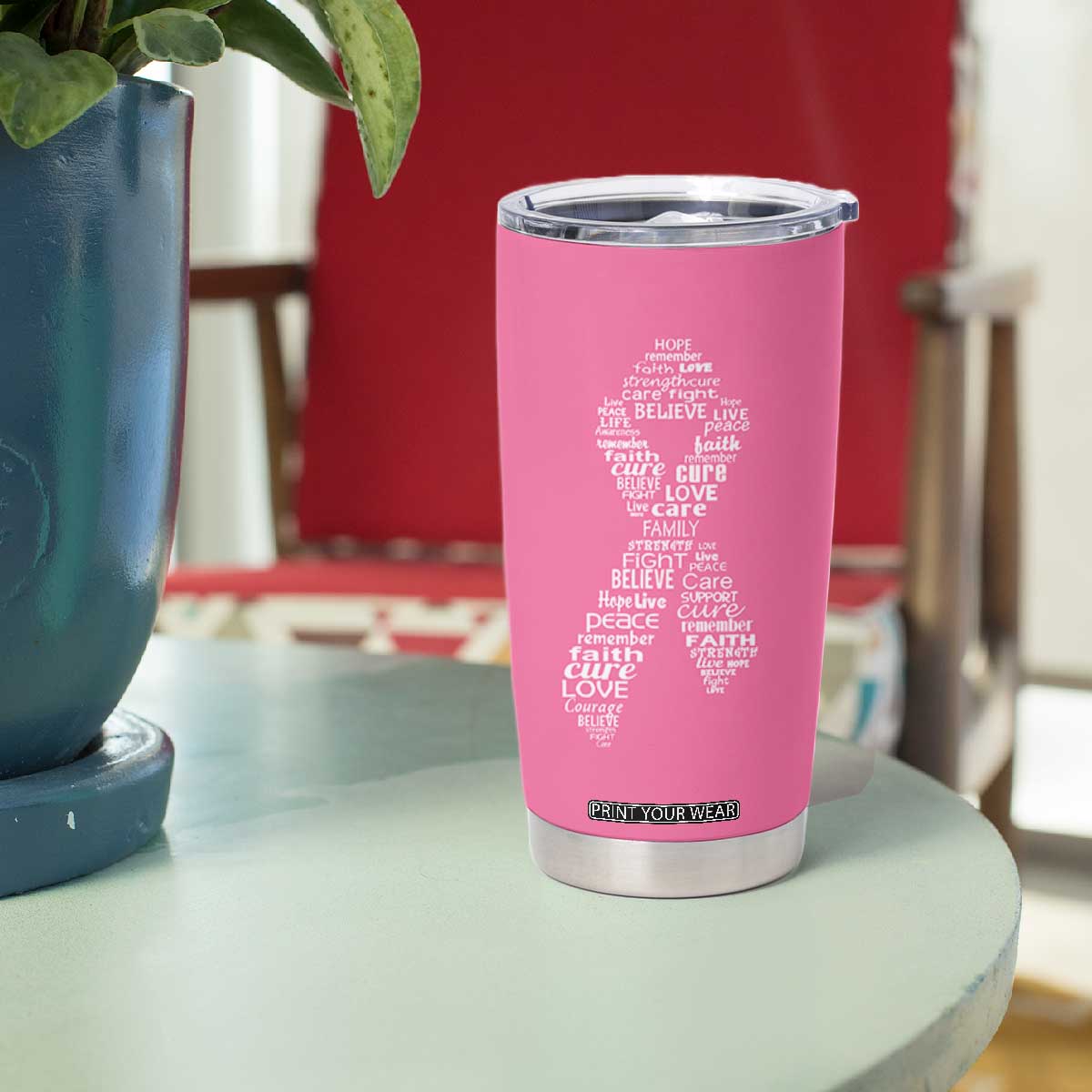 Inspirational Breast Cancer Awareness Tumbler Cup Pink Ribbon Support TS02 Print Your Wear