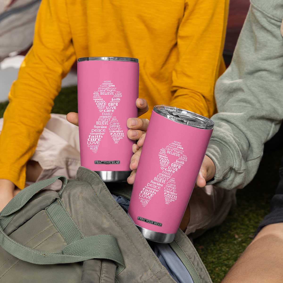Inspirational Breast Cancer Awareness Tumbler Cup Pink Ribbon Support TS02 Print Your Wear