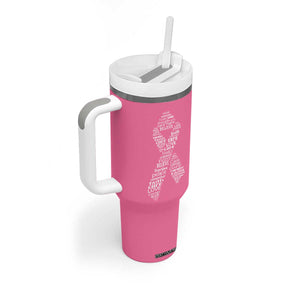 Inspirational Breast Cancer Awareness Tumbler With Handle Pink Ribbon Support TS02 Print Your Wear
