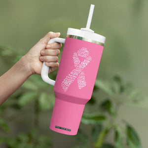 Inspirational Breast Cancer Awareness Tumbler With Handle Pink Ribbon Support TS02 Print Your Wear