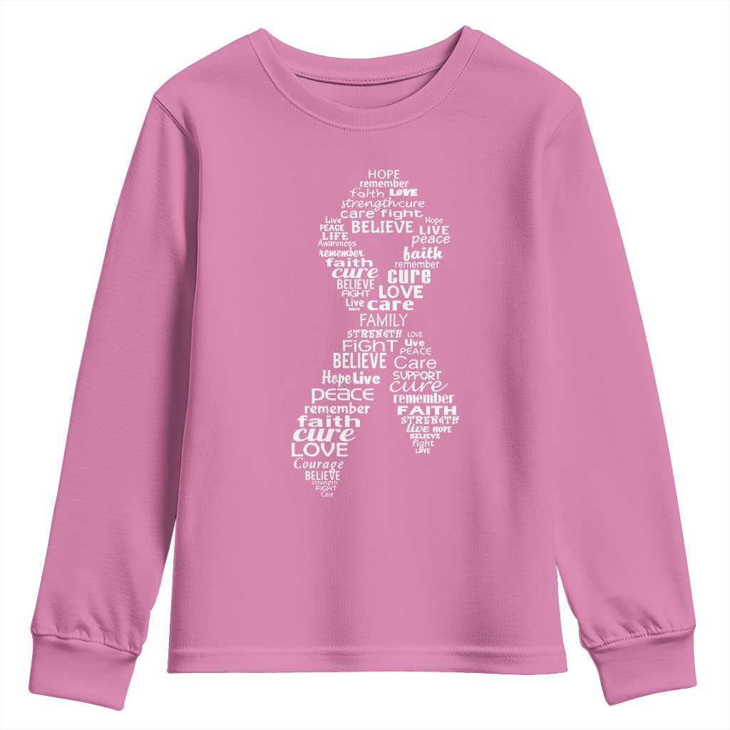 Inspirational Breast Cancer Awareness Youth Sweatshirt Pink Ribbon Support - Print Your Wear