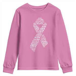 Inspirational Breast Cancer Awareness Youth Sweatshirt Pink Ribbon Support TS02 Azalea Print Your Wear