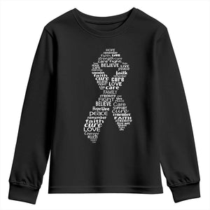 Inspirational Breast Cancer Awareness Youth Sweatshirt Pink Ribbon Support TS02 Black Print Your Wear