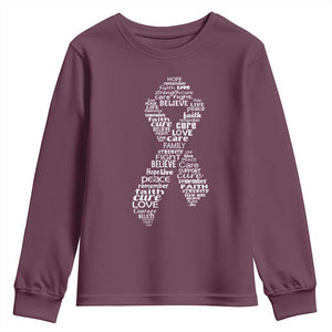 Inspirational Breast Cancer Awareness Youth Sweatshirt Pink Ribbon Support TS02 Maroon Print Your Wear