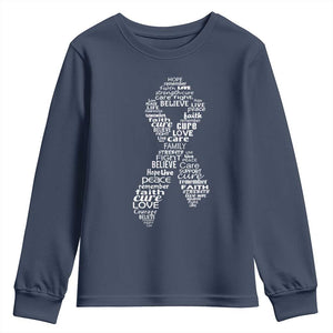 Inspirational Breast Cancer Awareness Youth Sweatshirt Pink Ribbon Support TS02 Navy Print Your Wear