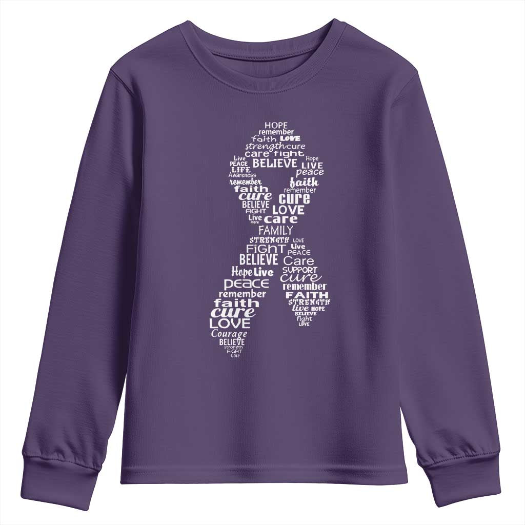 Inspirational Breast Cancer Awareness Youth Sweatshirt Pink Ribbon Support TS02 Purple Print Your Wear