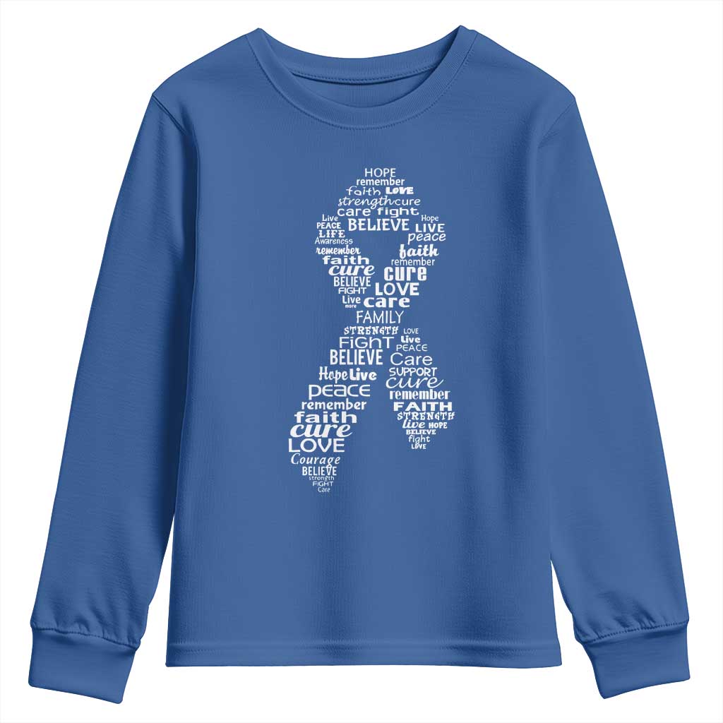 Inspirational Breast Cancer Awareness Youth Sweatshirt Pink Ribbon Support TS02 Royal Blue Print Your Wear