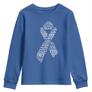 Inspirational Breast Cancer Awareness Youth Sweatshirt Pink Ribbon Support TS02 Royal Blue Print Your Wear