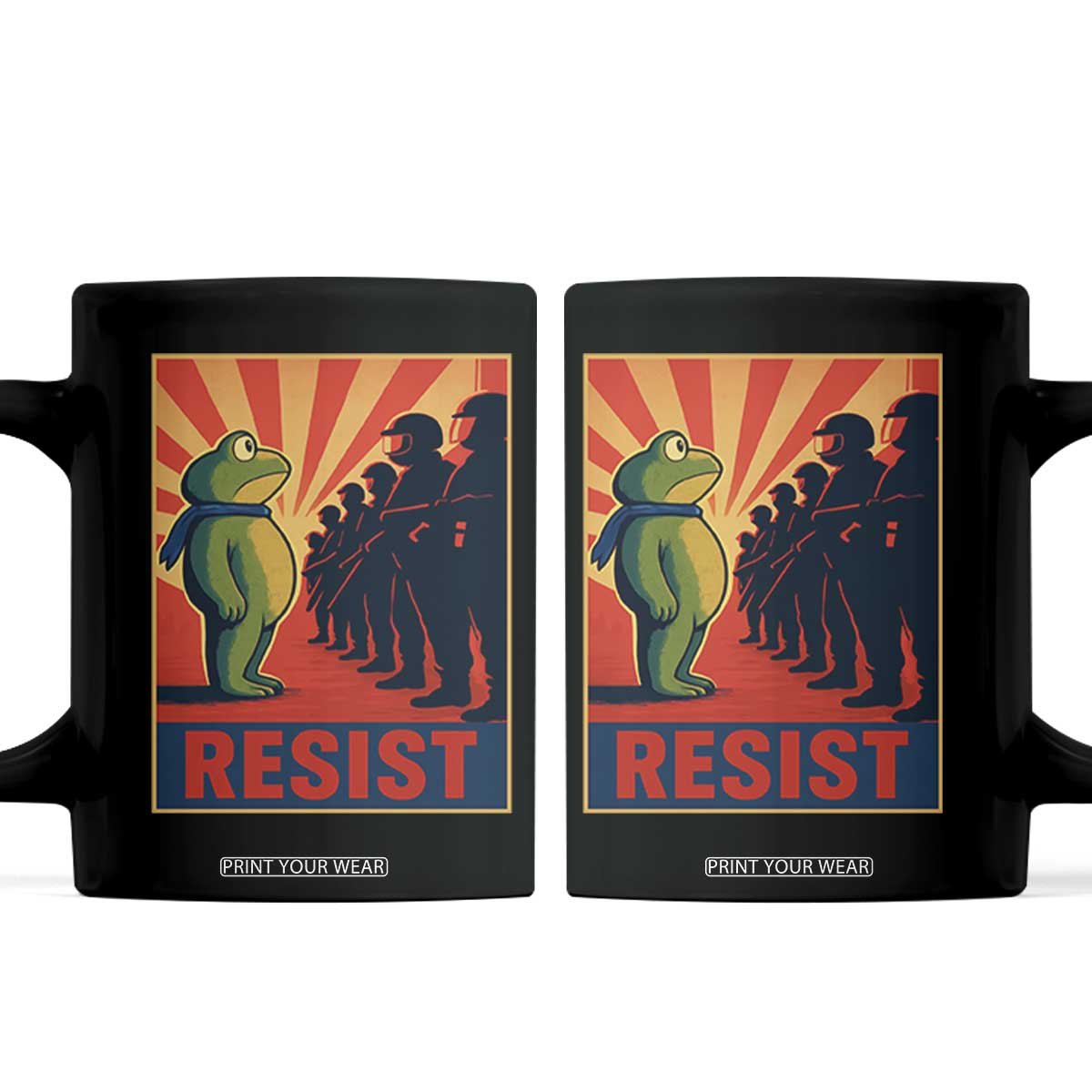 Frog Resist Coffee Mug Free Portland Oregon Poster Graphic Freedom Fighters TS02 Black Print Your Wear