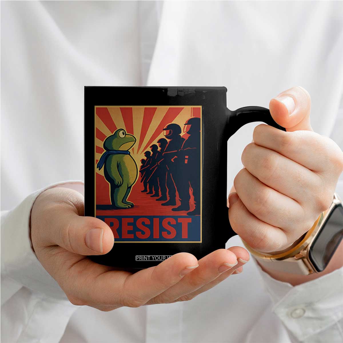 Frog Resist Coffee Mug Free Portland Oregon Poster Graphic Freedom Fighters TS02 Print Your Wear
