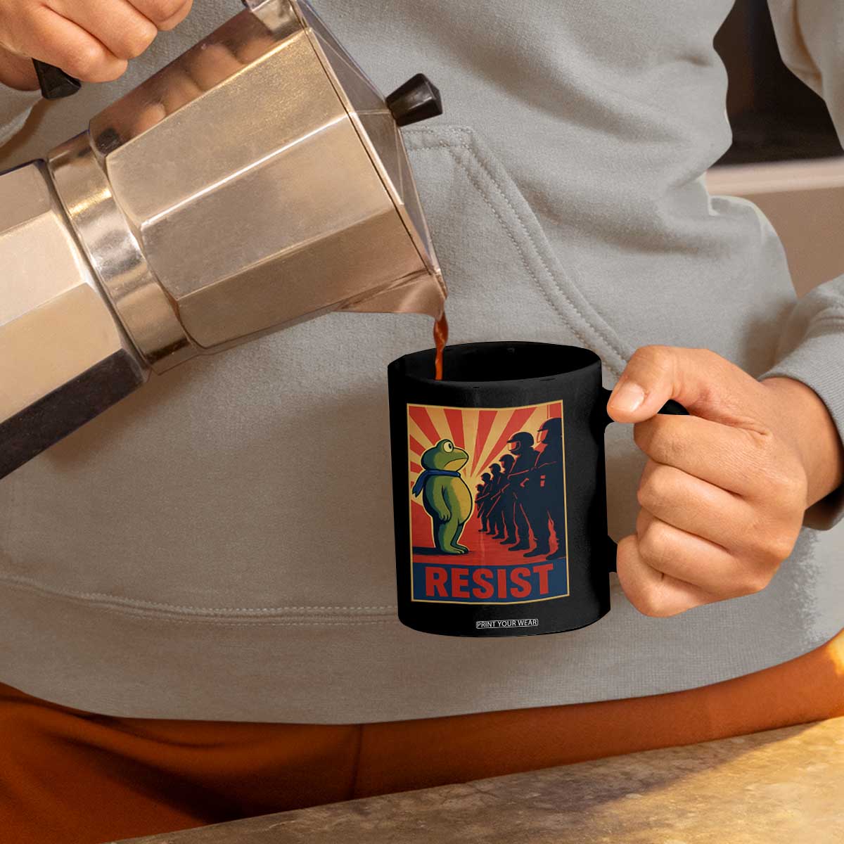 Frog Resist Coffee Mug Free Portland Oregon Poster Graphic Freedom Fighters TS02 Print Your Wear