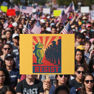 Frog Resist Protest Sign Free Portland Oregon Poster Graphic Freedom Fighters TS02 Horizontal 18" x 24" Yellow Print Your Wear