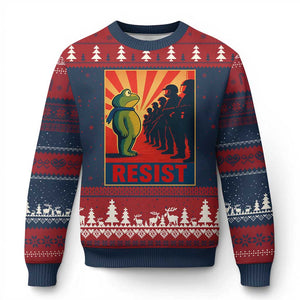 Frog Resist Ugly Christmas Sweater Free Portland Oregon Poster Graphic Freedom Fighters - Print Your Wear
