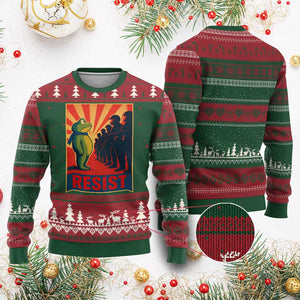 Frog Resist Ugly Christmas Sweater Free Portland Oregon Poster Graphic Freedom Fighters - Print Your Wear