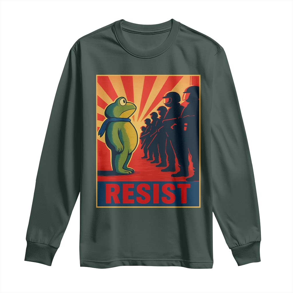 Frog Resist Long Sleeve Shirt Free Portland Oregon Poster Graphic Freedom Fighters TS02 Dark Forest Green Print Your Wear