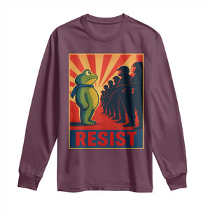 Frog Resist Long Sleeve Shirt Free Portland Oregon Poster Graphic Freedom Fighters TS02 Maroon Print Your Wear