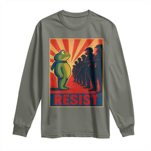Frog Resist Long Sleeve Shirt Free Portland Oregon Poster Graphic Freedom Fighters TS02 Military Green Print Your Wear