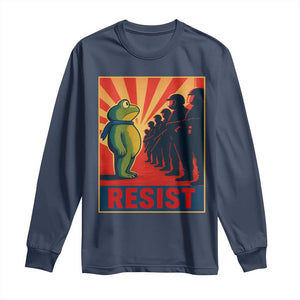 Frog Resist Long Sleeve Shirt Free Portland Oregon Poster Graphic Freedom Fighters TS02 Navy Print Your Wear