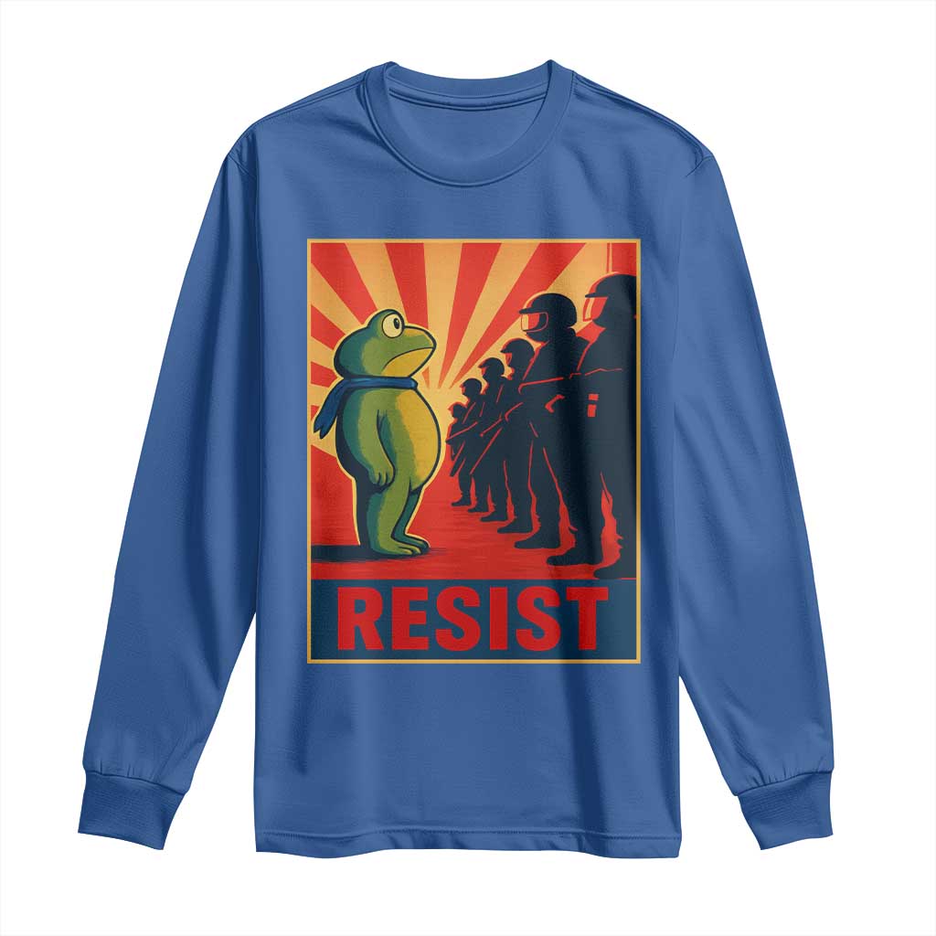Frog Resist Long Sleeve Shirt Free Portland Oregon Poster Graphic Freedom Fighters TS02 Royal Blue Print Your Wear