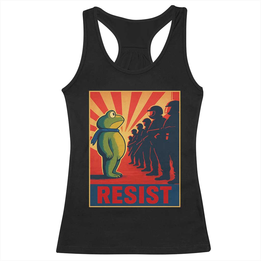 Frog Resist Racerback Tank Top Free Portland Oregon Poster Graphic Freedom Fighters - Print Your Wear
