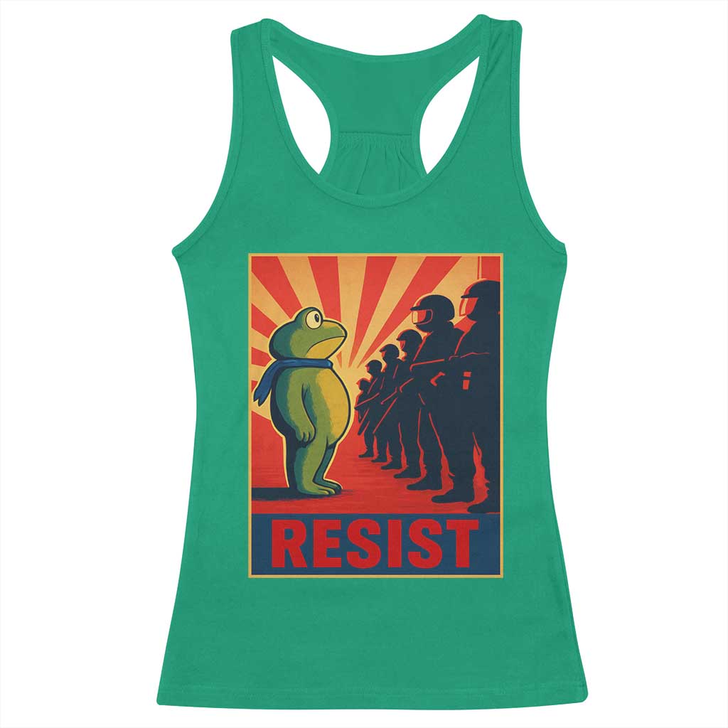 Frog Resist Racerback Tank Top Free Portland Oregon Poster Graphic Freedom Fighters TS02 Irish Green Print Your Wear