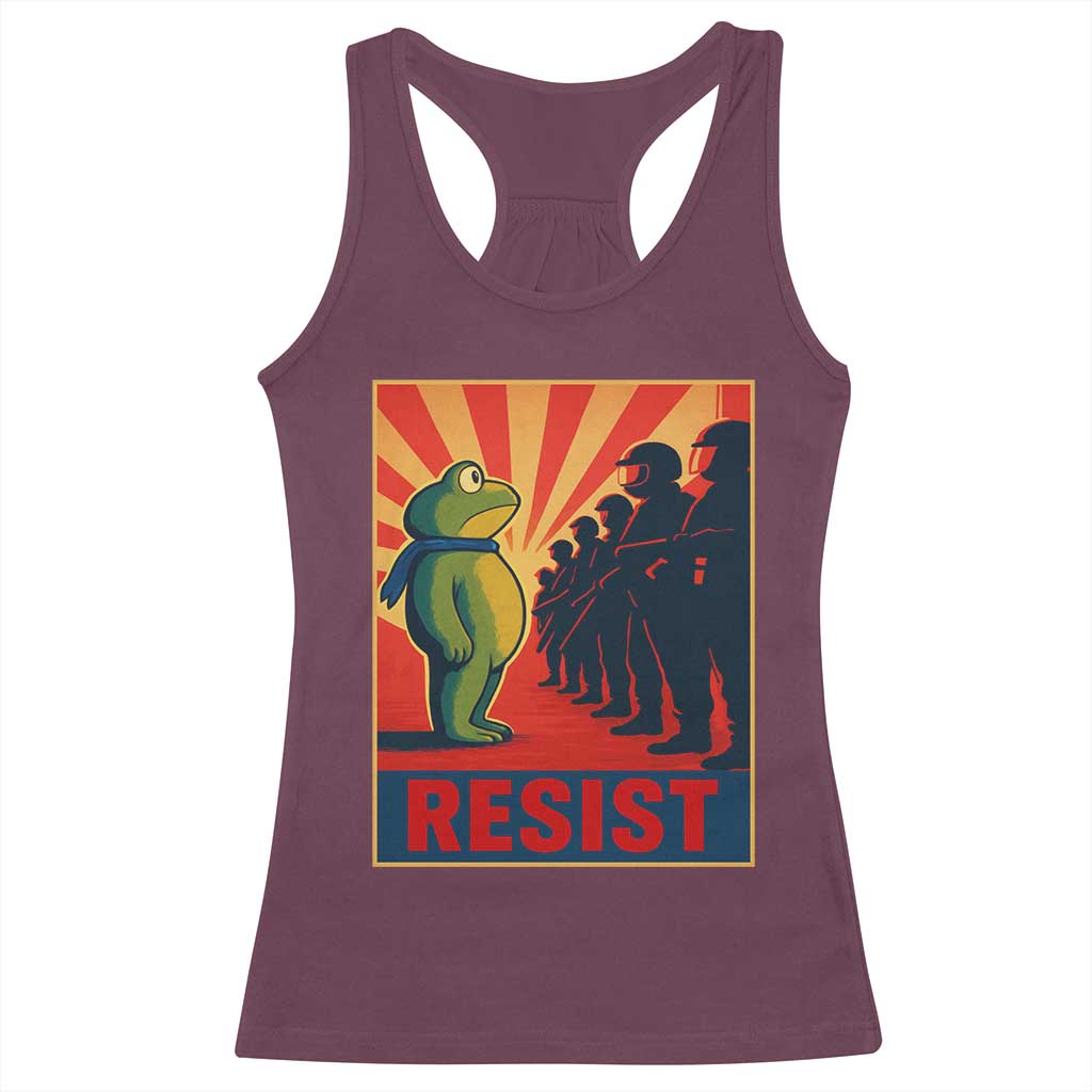 Frog Resist Racerback Tank Top Free Portland Oregon Poster Graphic Freedom Fighters TS02 Maroon Print Your Wear